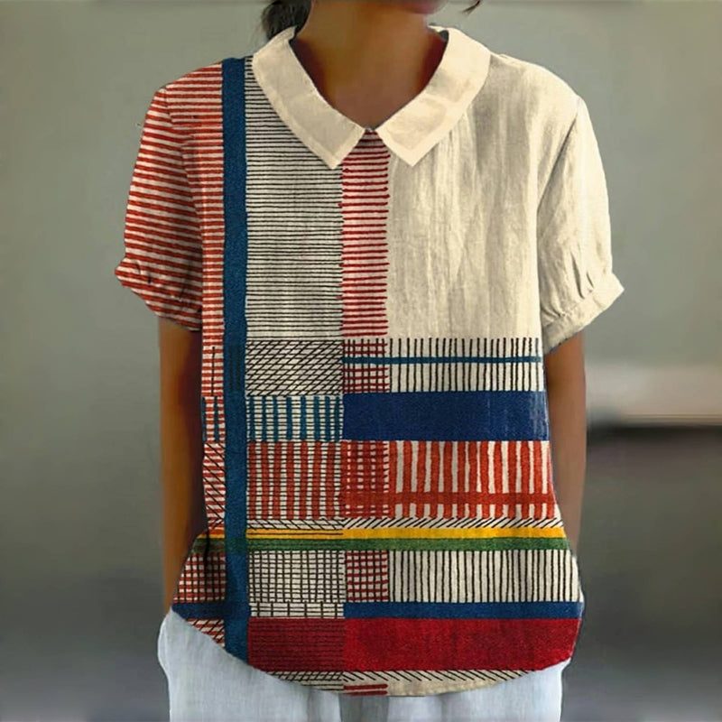 Maudie - Camicetta Vintage a Righe Colorate