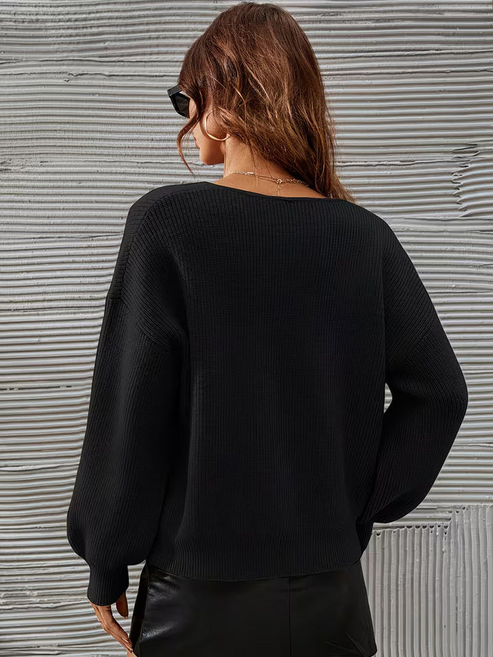 Irmelin - Maglione Con Scollo a V e Spalle Scese
