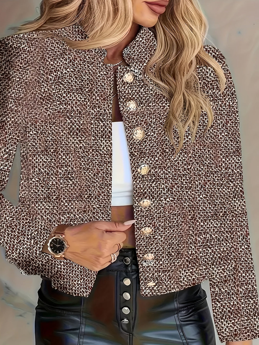 Aruzhan - Elegant Long Sleeved Blazer With Button