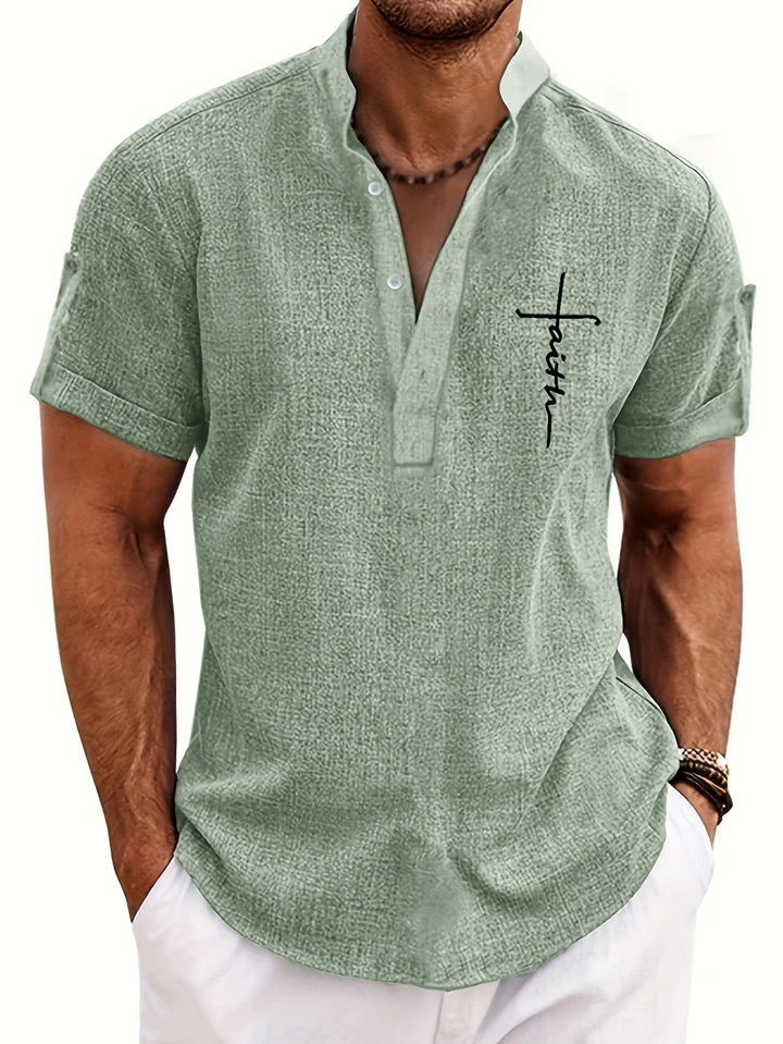 Elliott - Elegante Camicia a Maniche Corte Con Collo Alto