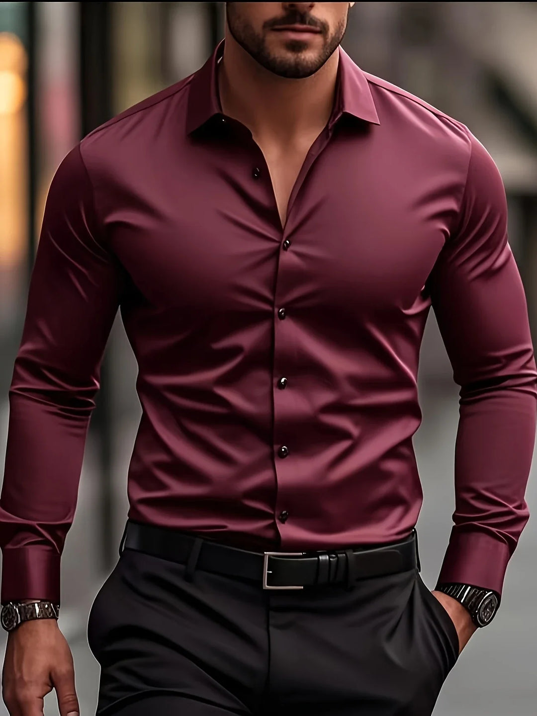 Byron - Elegante Camicia a Maniche Lunghe Con Bottoni