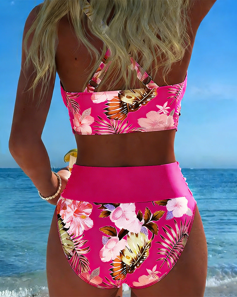 Hinari - Set Bikini Floreale a Vita Alta