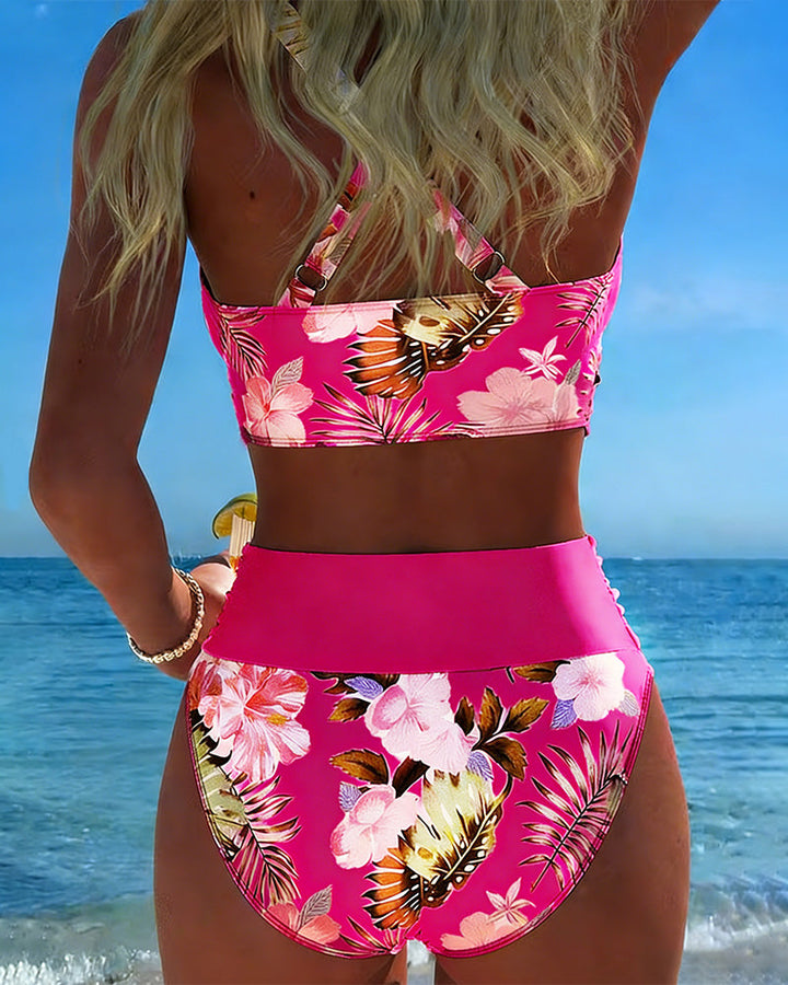 Hinari - Set Bikini Floreale a Vita Alta