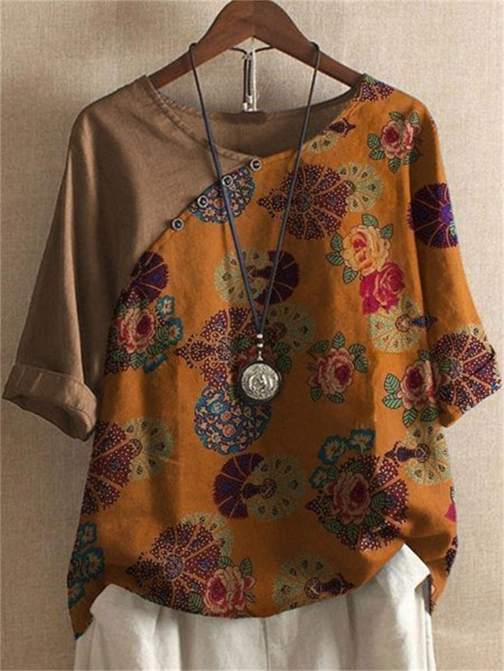 Adoria - Camicetta Boho Con Stampa Floreale e Bottoni