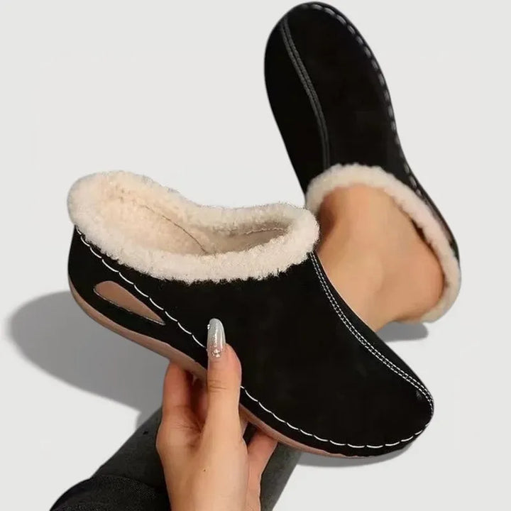 Achly - Pantofole Con Zeppa in Denim Felpato