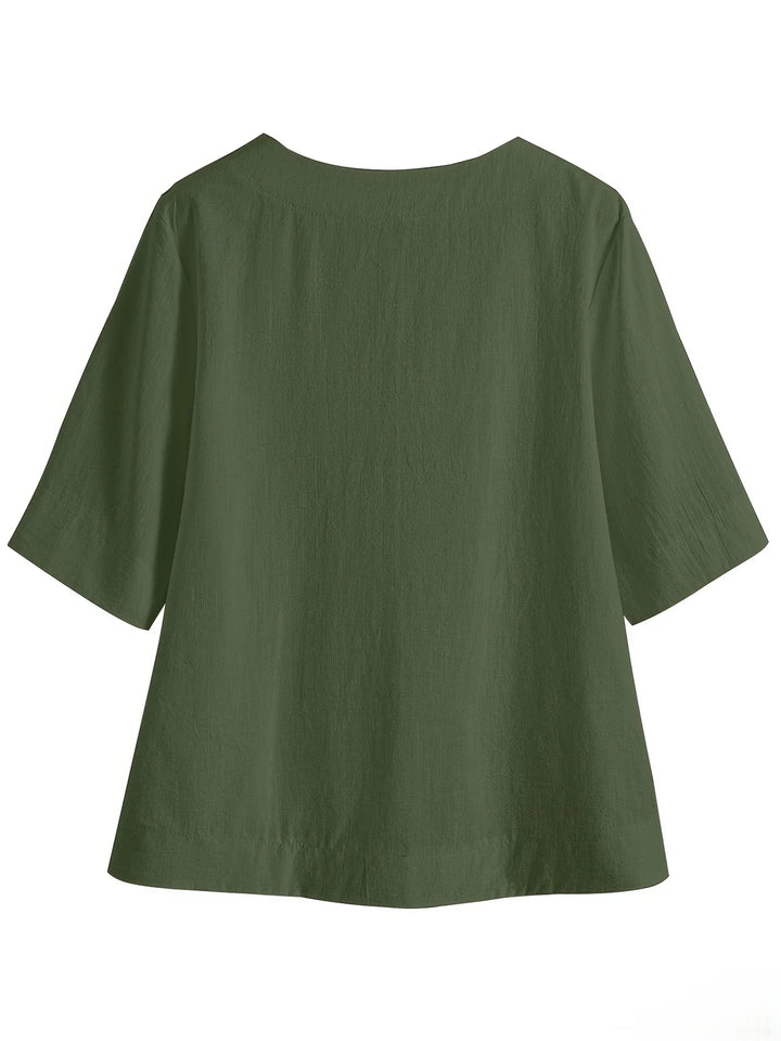 Mattea - Casual Vestibilità Ampia Top Con Scollo a V