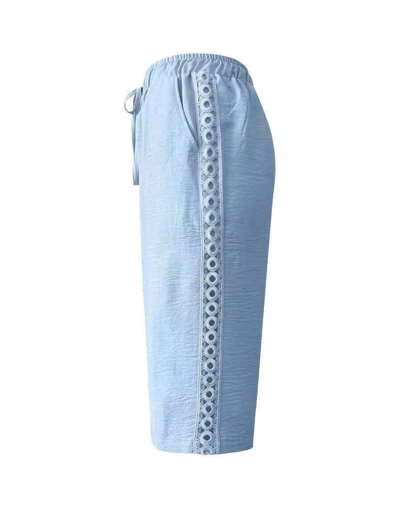 Arnisa - Comodi Pantaloni Estivi Con Tasche Laterali in Pizzo