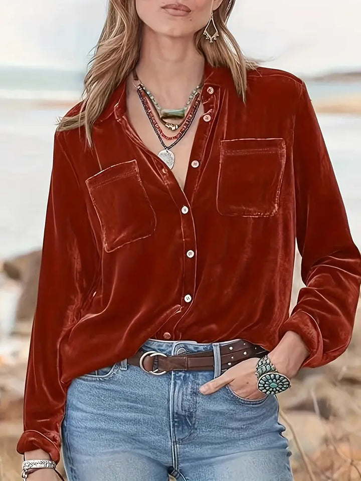 Geanie - Camicia a Maniche Lunghe Con Tasche Frontali