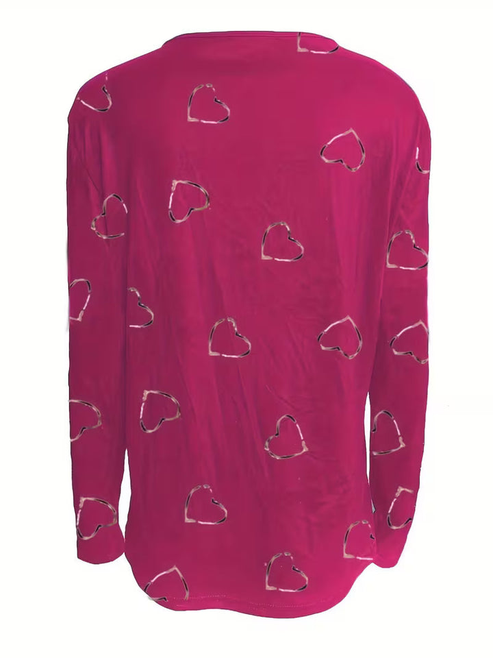 Romisha - Maglietta Con Stampa a Cuori e zip