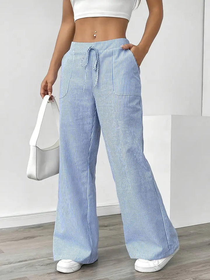 Alina - Elegante Pantalone A Righe Con Tasche
