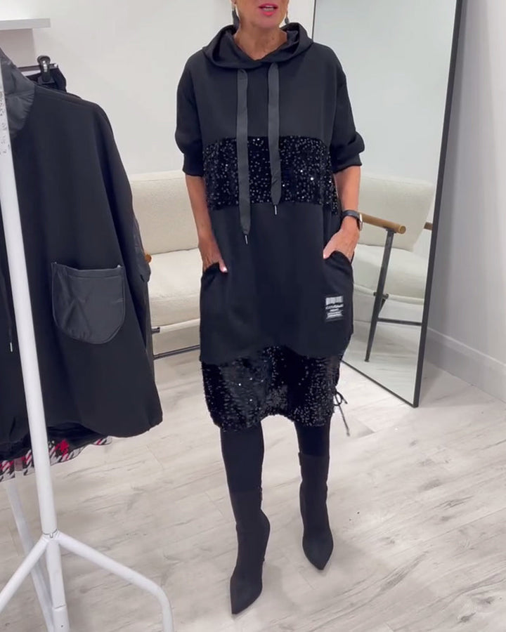 Mansherry - Abito Con Cappuccio Patchwork Alla Moda
