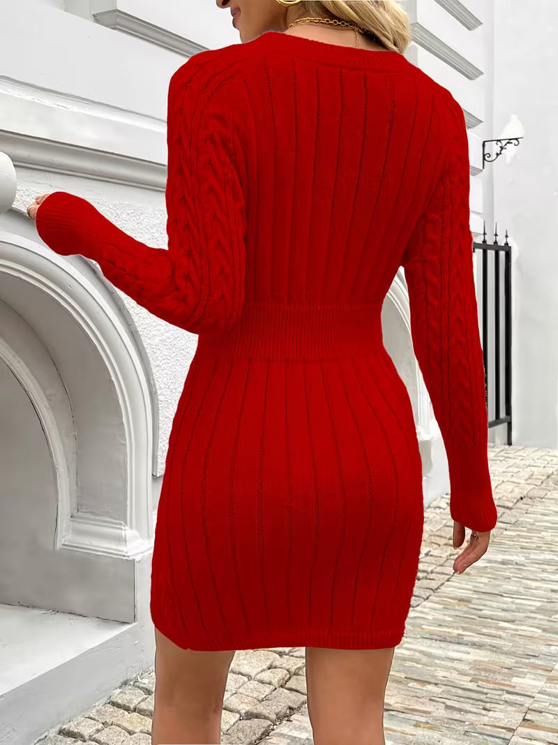 Lilona - Abito-Maglione Aderente a Maglia Intrecciata