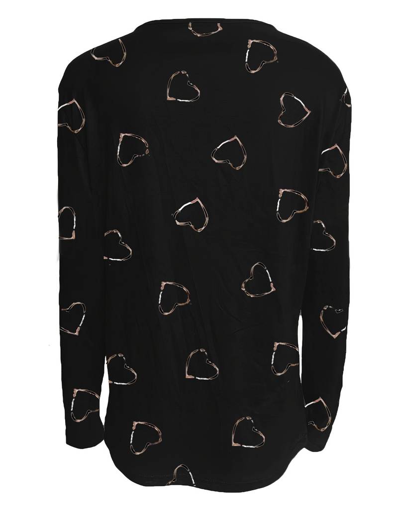 Romisha - Maglietta Con Stampa a Cuori e zip