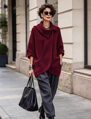Lenneke - Giacca Oversize Con Collo Asimmetrico e Tasche