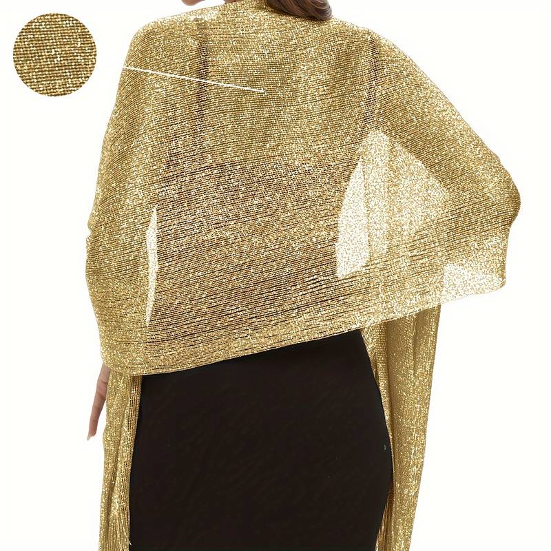 Shoshana - Elegante Sialle Decorativo Con Nappine in Pizzo e Sciarpe Metallizzate