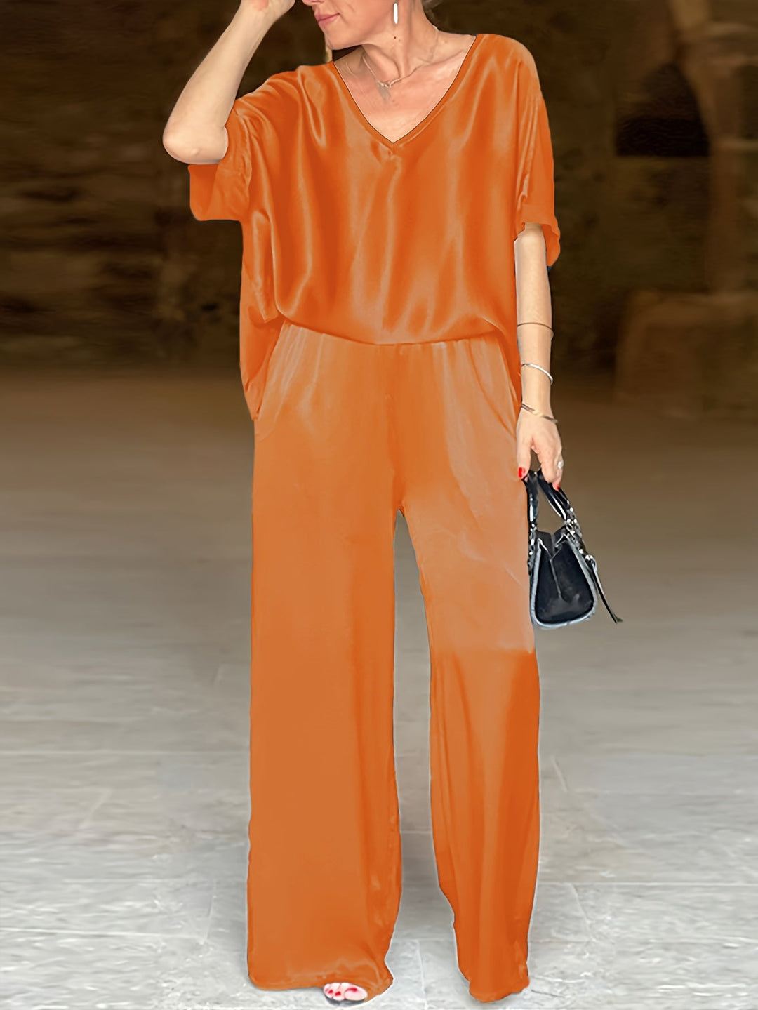 Ashlee - Elegante Completo A Due Pezzi Con Maniche Corte