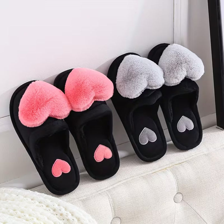 Zeliha - Pantofole a Forma Di Cuore in Peluche Con Suola Antiscivolo