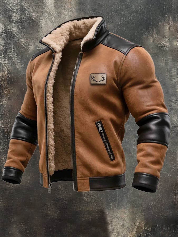 Labuschagne - Giacca Calda in Pelle e Camoscio Vintage