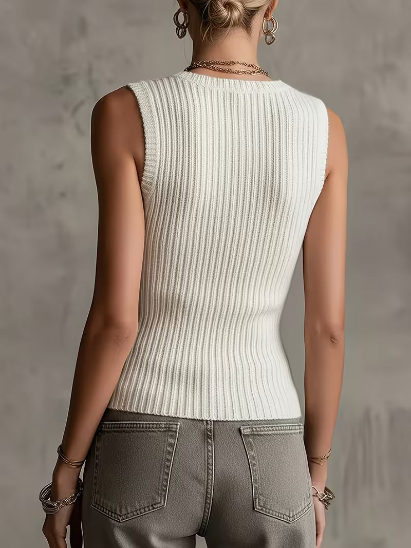 Sutchai - Gilet senza maniche con Motivo Jacquard a Cuori in Contrasto