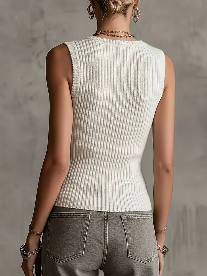 Sutchai - Gilet senza maniche con Motivo Jacquard a Cuori in Contrasto