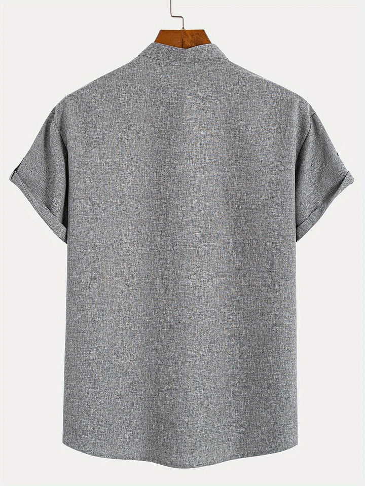 Elliott - Elegante Camicia a Maniche Corte Con Collo Alto
