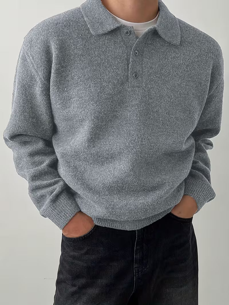 Yusif - Maglione in Maglia a Maniche Lunghe Con Bottoni