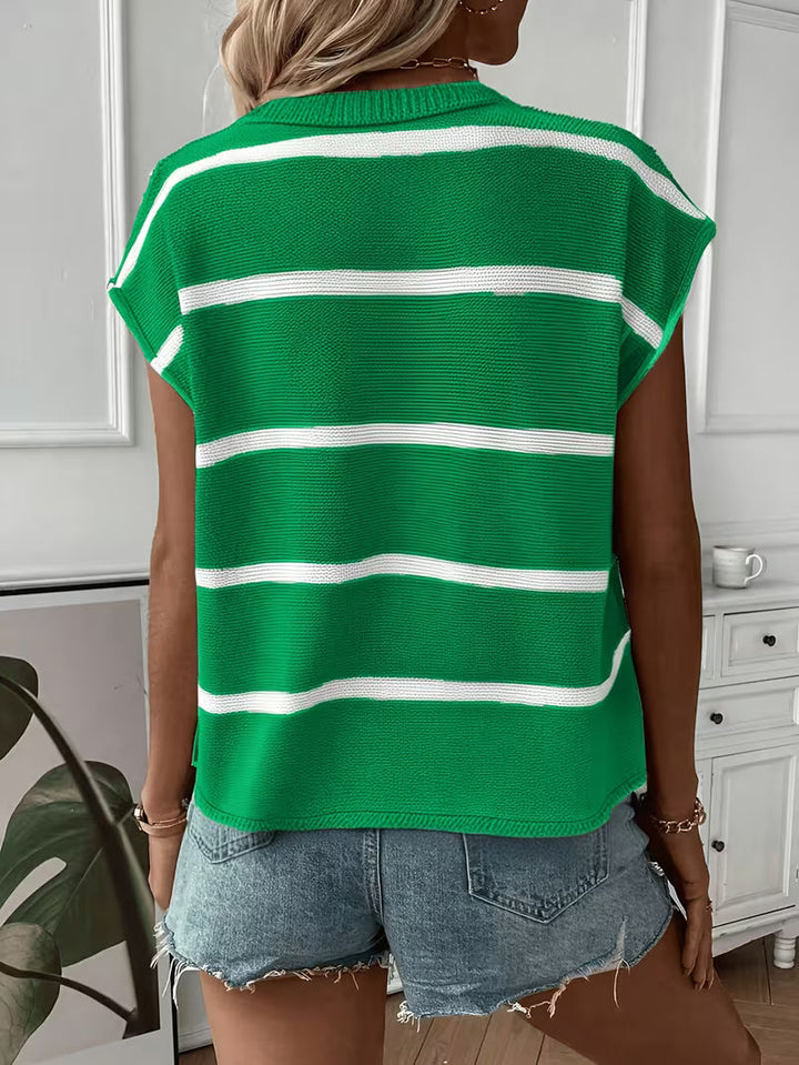 Enila - Maglione a Righe in Maglia Con Scollo Rotondo