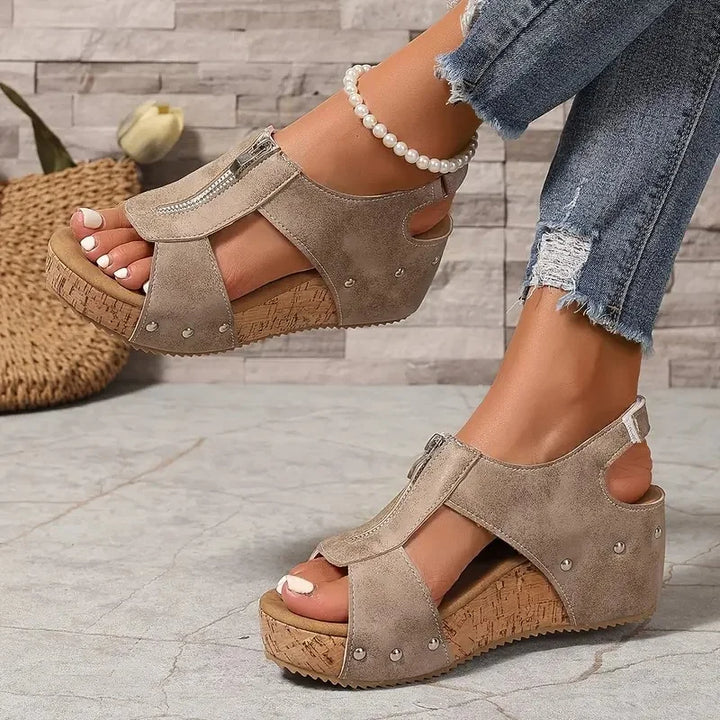 Evridiki - Sandali Con Zeppa Alla Moda Con Cerniera