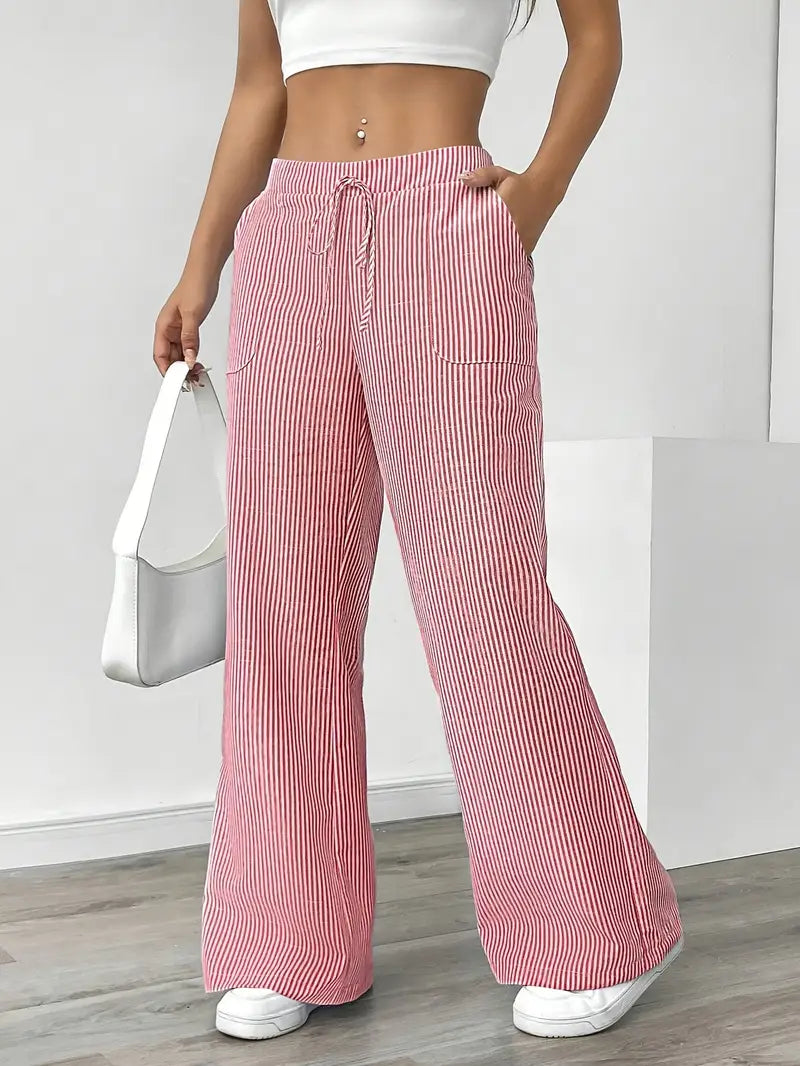 Alina - Elegante Pantalone A Righe Con Tasche