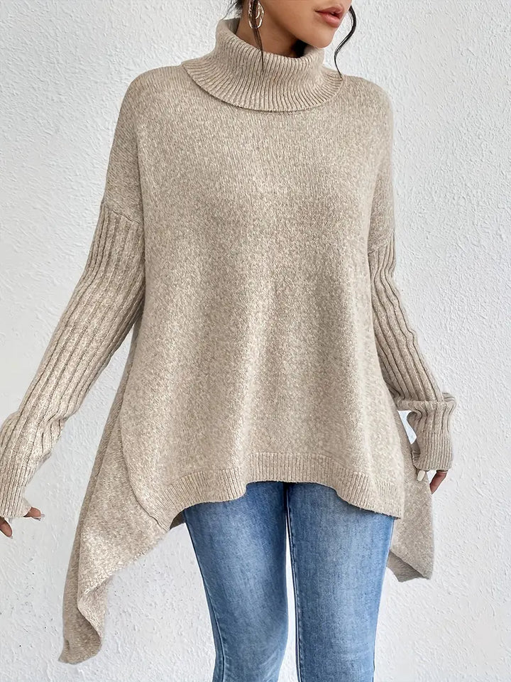Laora - Maglione Casuale a Maniche Lunghe Con Collo Alto
