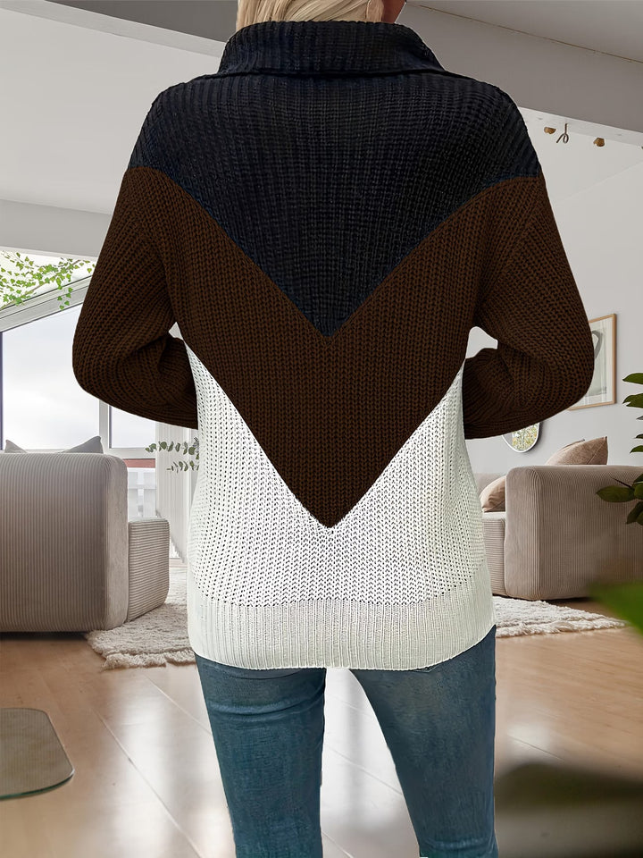 Fagina - Elegante Maglione Lavorato a Maglia Con Mezza ZIP