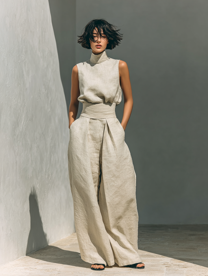 Vlatka - Set Composto Da Camicetta Senza Maniche e Pantaloni a Gamba Larga