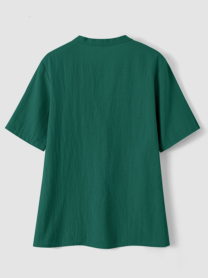 Sharron - Elegante Camicetta Con Scollo a V e Abbottonatura