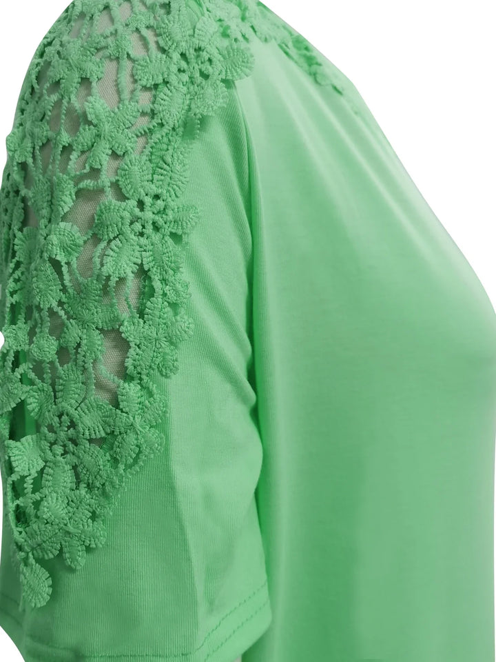 Ancuta - Elegante Maglietta Estiva a Maniche Corte Con Pizzo