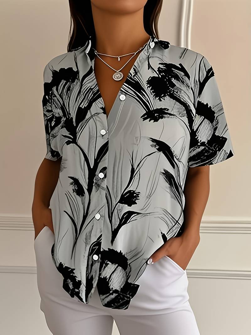 Ayalit - Camicia Stampata Alla Moda a Maniche Corte