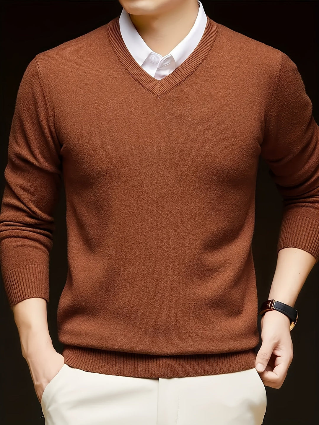 Dionysis - Maglione Lavorato a Maglia Con Scollo a V “Cross Border”