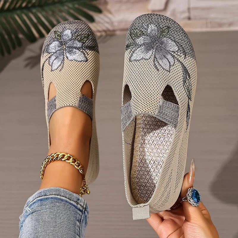 Martine – Scarpe In Maglia Traspirante Con Ricami Floreali