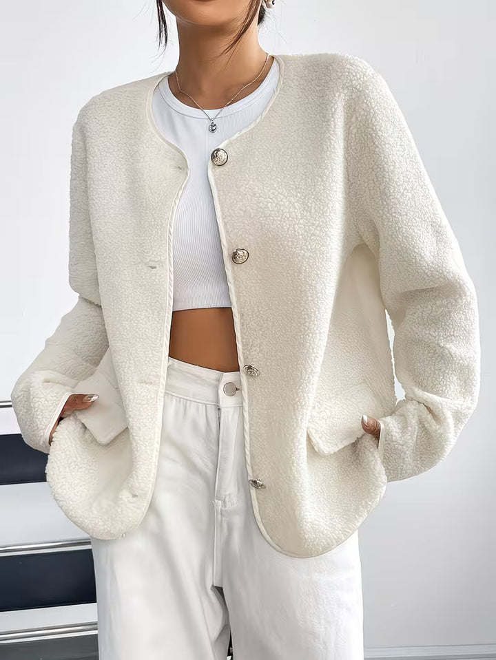 Viktorija - Elegante Giacca Con Collo Rotondo e Bottoni