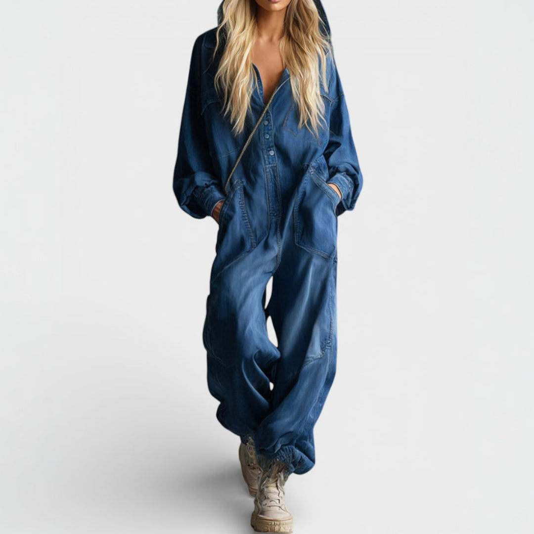 Estielle - Tuta in Denim Con Cappuccio