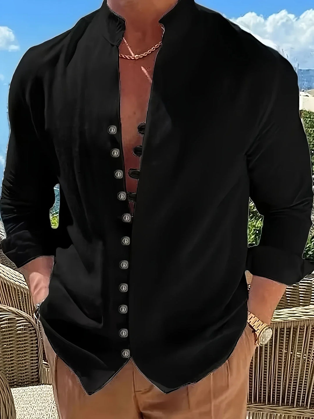 Shayne - Camicia Leggera In Cotone E Lino Con Maniche Lunghe