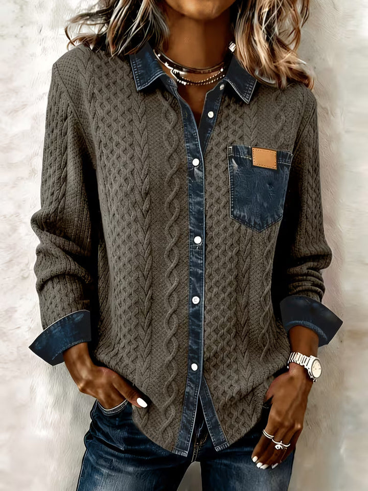 Leoora - Camicia a Maniche Lunghe Con Tasche Applicate