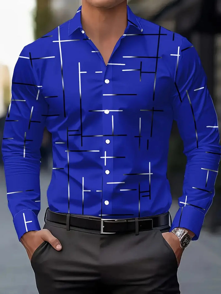 Nerio - Camicia a Maniche Lunghe Con Stampa Geometrica