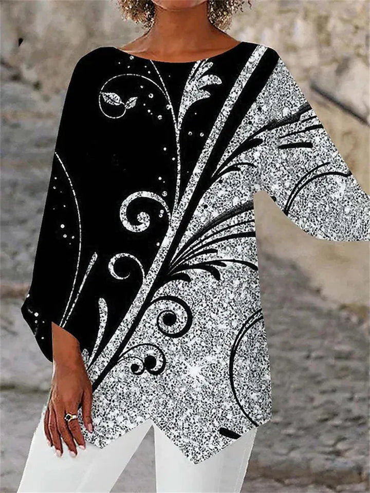 Soraya - Camicia Stampata Con Collo Rotondo e Maniche Lunghe