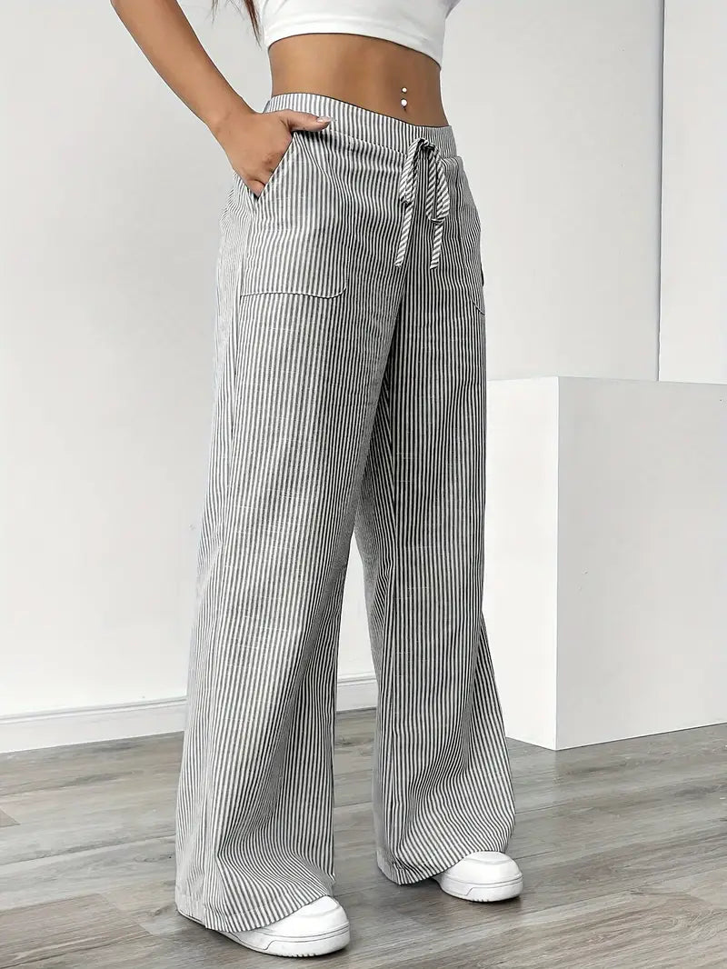 Alina - Elegante Pantalone A Righe Con Tasche