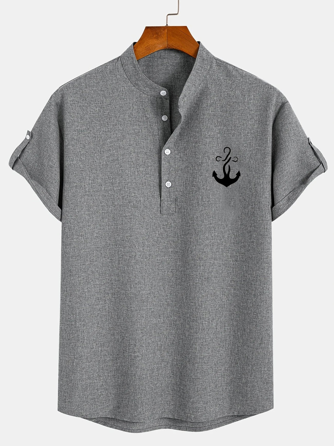Elliott - Elegante Camicia a Maniche Corte Con Collo Alto