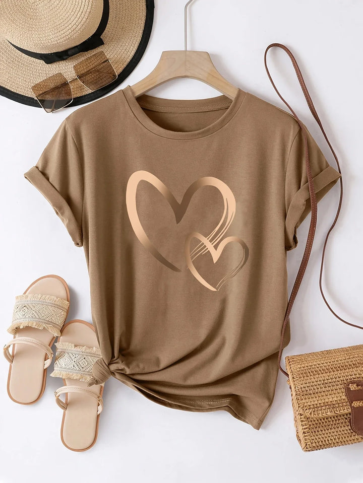 Larson - Casual Manica Corta Maglietta Con Stampa Cuore