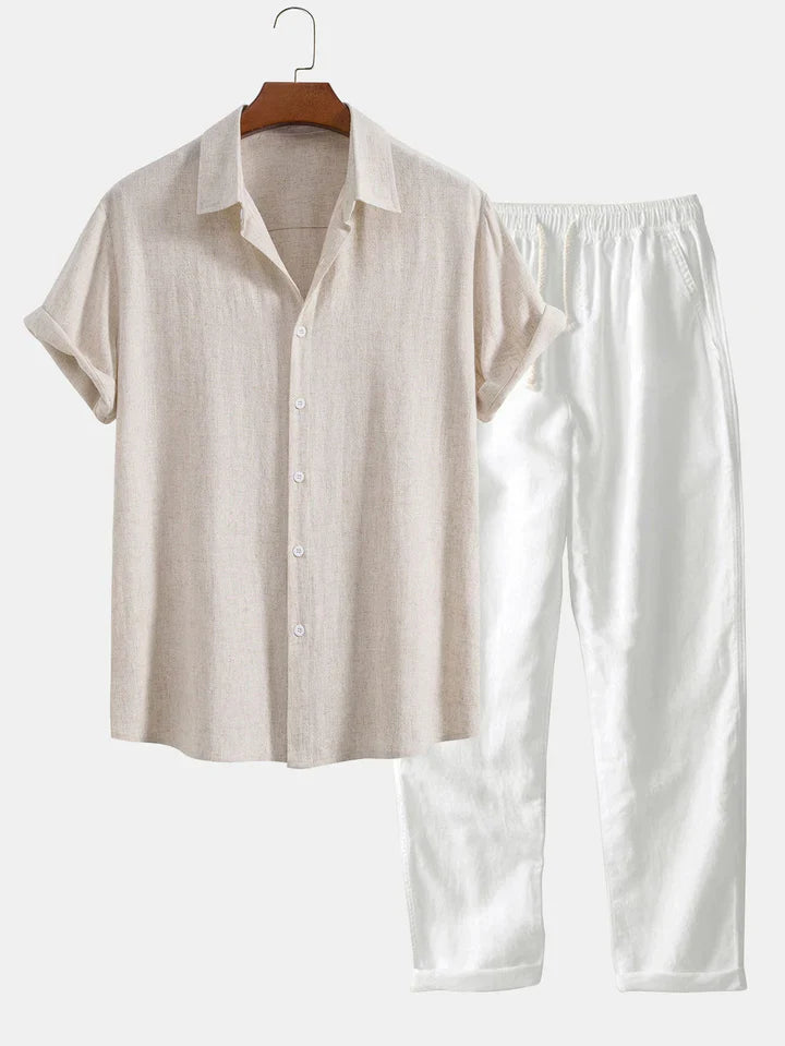 Booker - Camicia In Misto Lino Con Pantaloni Dritti