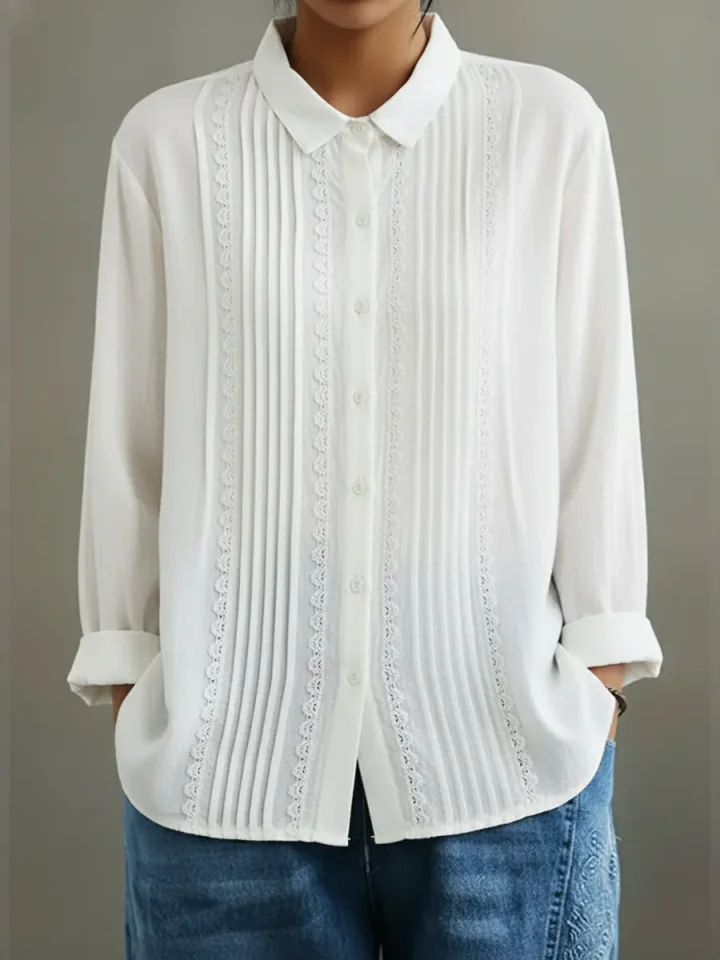 Kalanit - Camicia in Pizzo Patchwork di Lino e Cotone