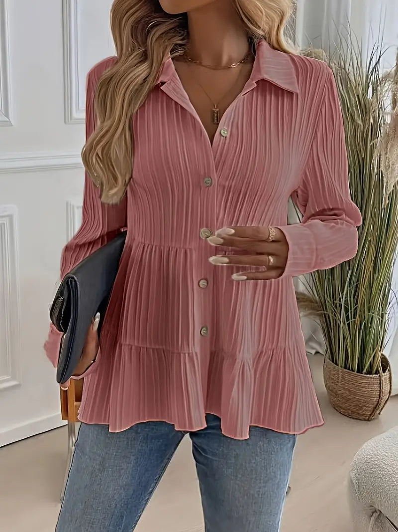 Majlinda - Elegante Camicia a Maniche Lunghe Con Bottoni