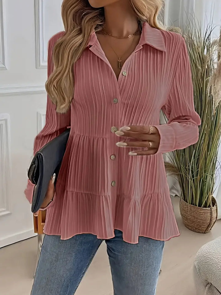 Majlinda - Elegante Camicia a Maniche Lunghe Con Bottoni